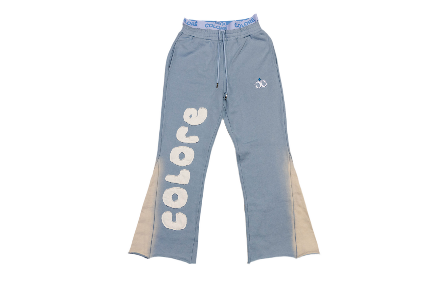 COLORÉ DENIM FLARED SWEATS.